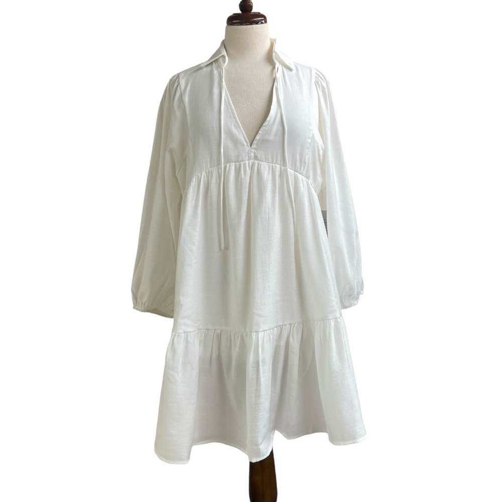 Stitchdrop NWT Saturday tiered long sleeve white dress large